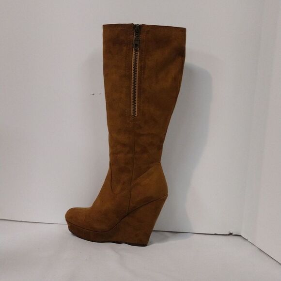 Heart in D Brand Brown Knee High Suede Wedged Heeled Boots Size 8.5! 👢👢👢 - Picture 7 of 15